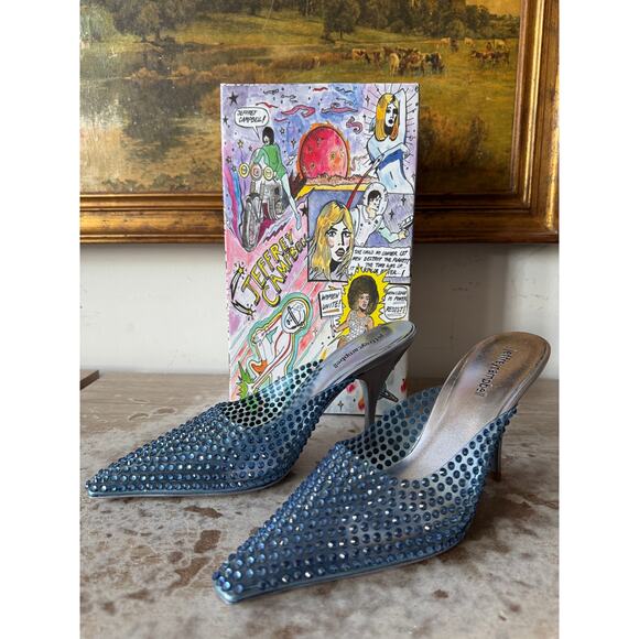 Jeffrey Campbell Shoes - Jeffrey Campbell Romantique Blue Clear Rhinestones Pointed Toe Pump 8.5 w box